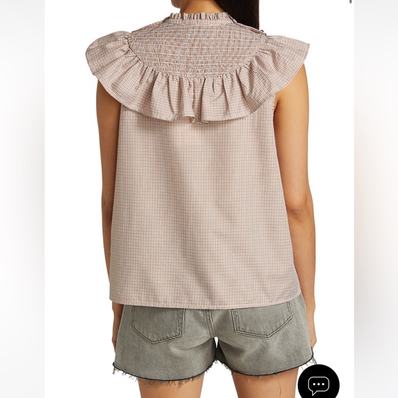 Munthe Blouse Rossi Plaid Smocked Ruffle shirt plaid 40 - Picture 3 of 5